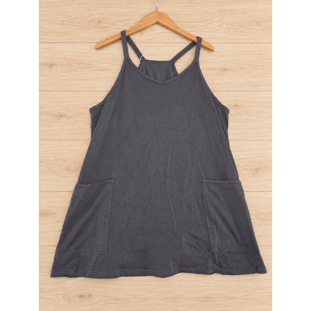 Fashion Be Yourself Womens Gray Sleeveless Racerback Pocket Romper Size L NEW
